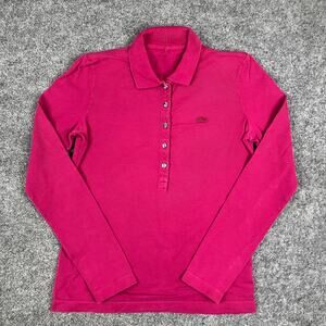 Lacoste Polo Womens Size S Pink Stretch Long Sleeve Button Front Casual Shirt